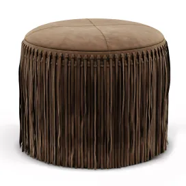 Wisteria suede boho round ottoman